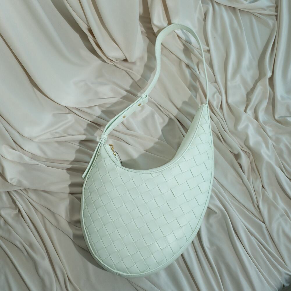 Bottega Veneta Drop Intrecciato Nappa Small Shoulder Bag - Glacier (Mint)